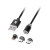 Magnetický USB kabel 3v1 microUSB, USB typ C, Lightning 100 cm černý