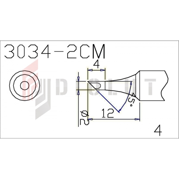 Hrot Q303-2CM mini-vlna 2mm s teplotním čidlem pro QUICK202D