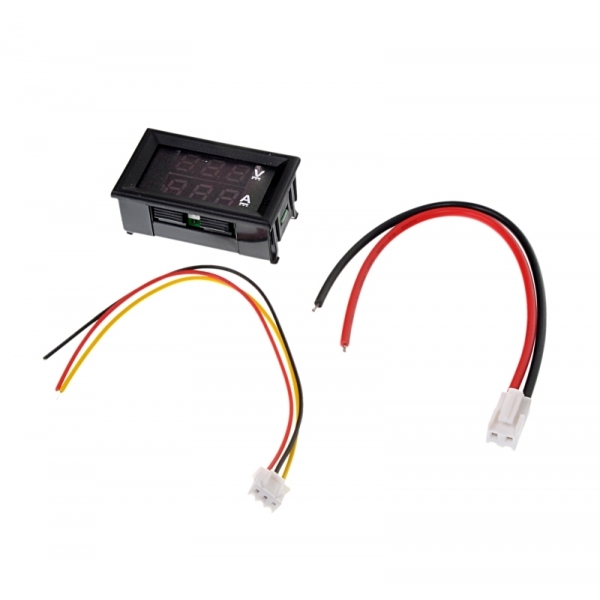 Panelový měřič voltmetr a ampérmetr 0-100V 10A LED červený - 0,56 "" v krytu