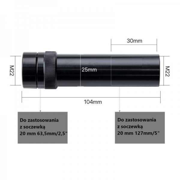 Prodloužení čočky pro trysku typu E pro čočku 20mm 63,5 mm/2,5