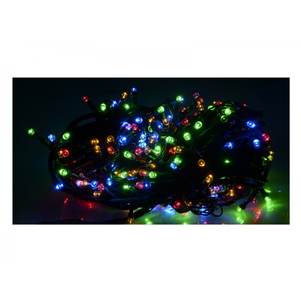 PS Vánoční osvětlení na stromeček 200 LED vícebarevné zelené kabel, HQ.