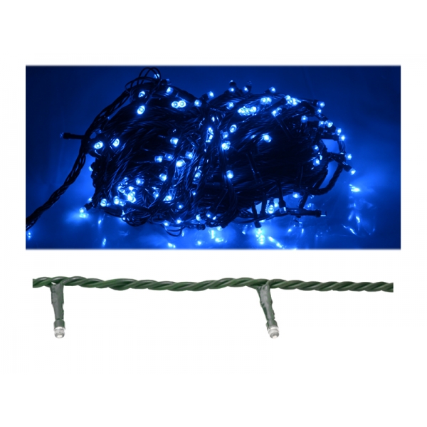 PS osvětlení vánočního stromku, 100LED, 10m, modré, vnitřní, IP20, 230V.