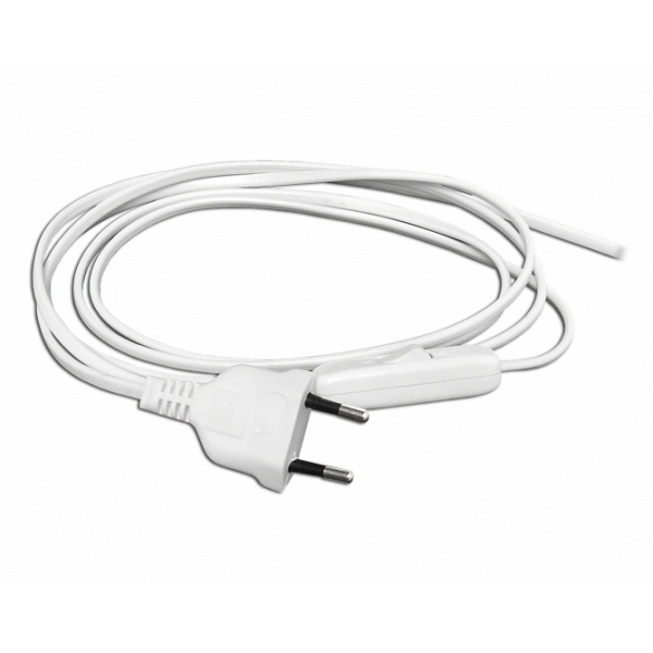 Síťový kabel PL s vypínačem 1,5m bílý, bez koncovky.