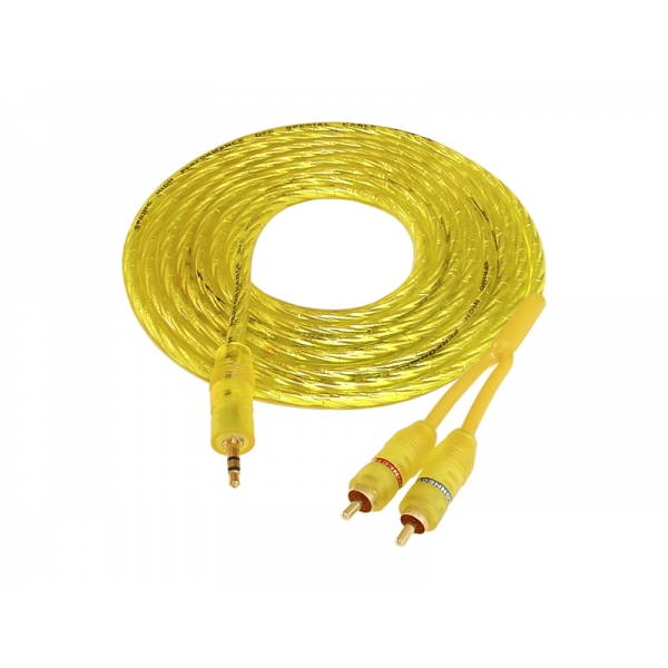 Jack 3.5 kabel - 2 RCA zástrčky žluté HQ 3m