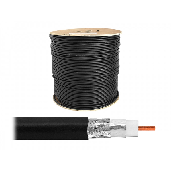 F690BY 1.1CCS koaxiální kabel 300m, černý, 1.1CCS + 128 * 0.12Al.