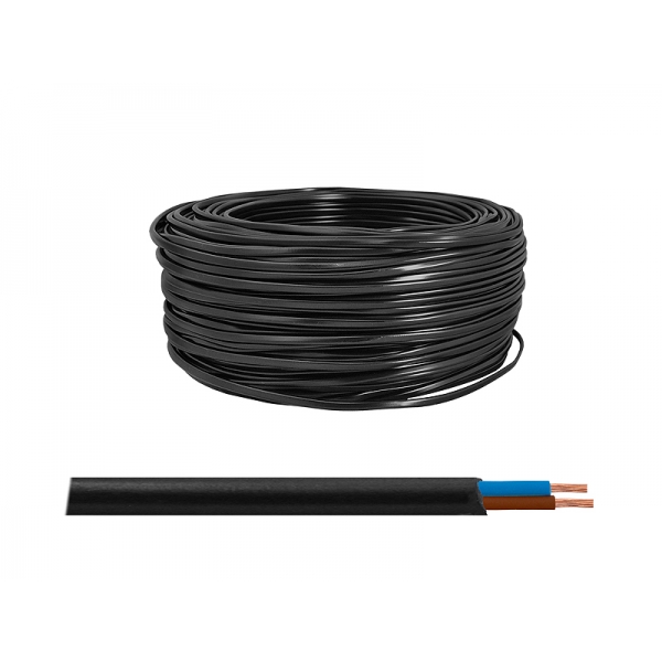 OMYp kabel 2x0,50 300 / 300V plochý černý 100m.