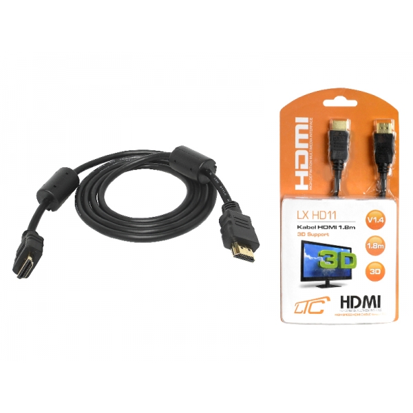 PS HDMI-HDMI kabel, pozlacené zástrčky, 19pin + filtr, 1,8m Cu HQ