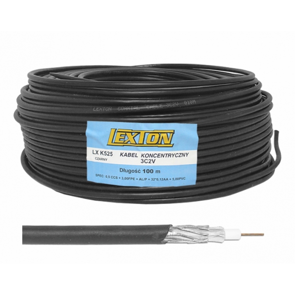 Koaxiální kabel 3C2V 100m černý