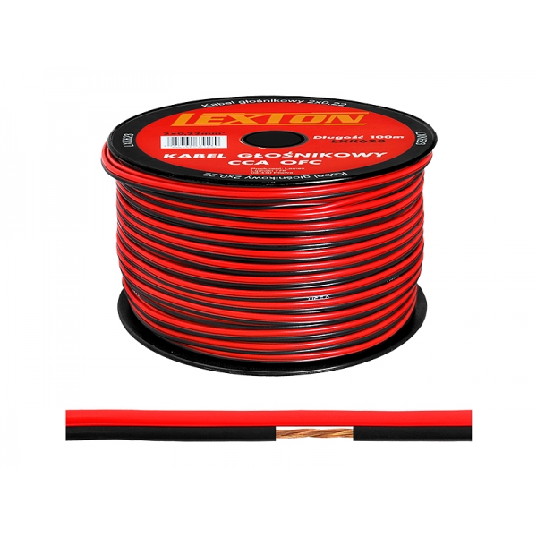 LEXTON 2x0,22 CCA černý / červený reproduktorový kabel.