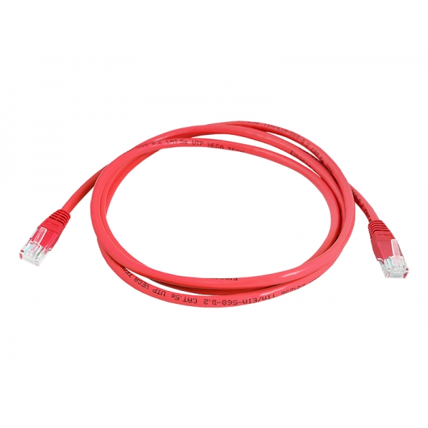 Síťový počítačový kabel (PATCHCORD) 1:1, 8p8c, 1,5m, červený.