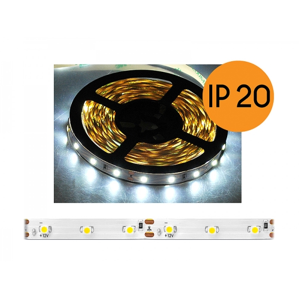 PS ECO IP20 LED šňůra, studené bílé světlo, 300 LED SMD2835, 5m, bílý substrát.