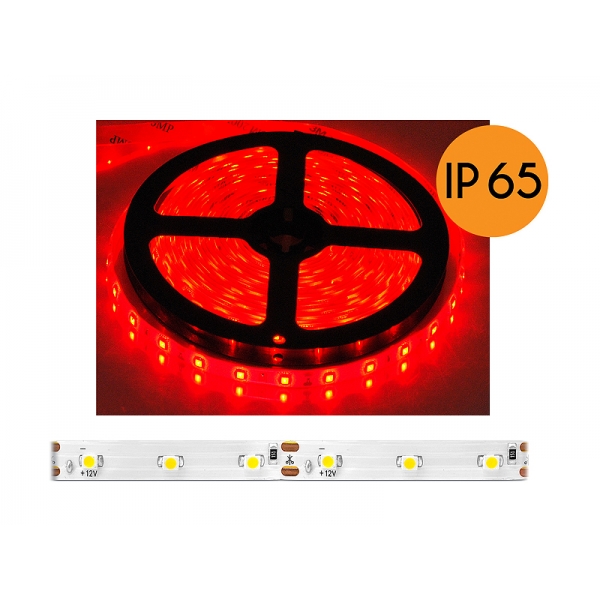 PS ECO LED lano IP65, červené, 300 LED 5m, bílý substrát, SMD2835.