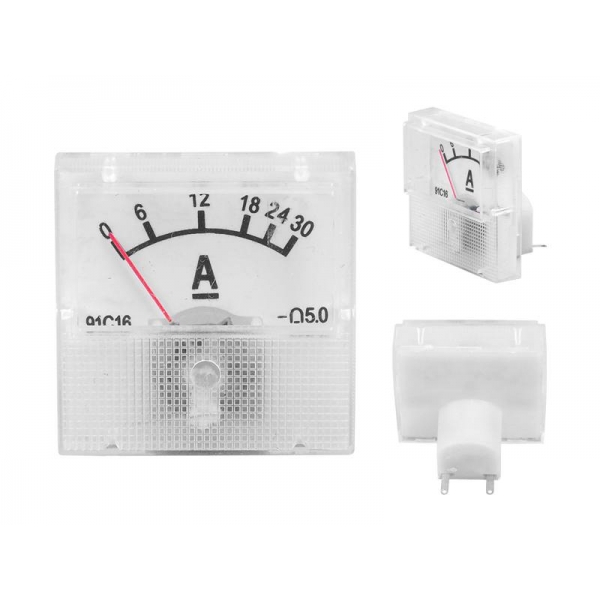 Mini ampérmetr čtvereční analogový 30 A