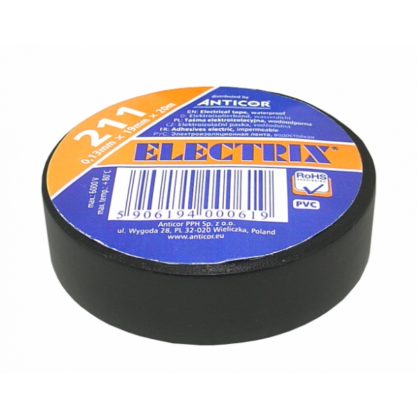 Páska ELECTRIX 211 PVC černá 15mm, 10m.