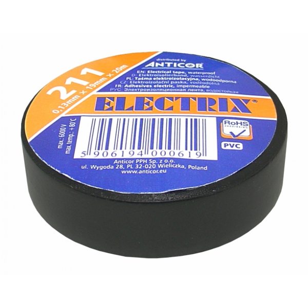 Páska ELECTRIX 211 PVC černá 19mm, 20m.