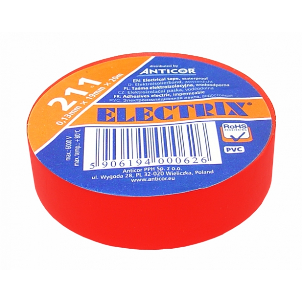 PS Páska ELECTRIX 211 PVC červená 19mm, 20m.