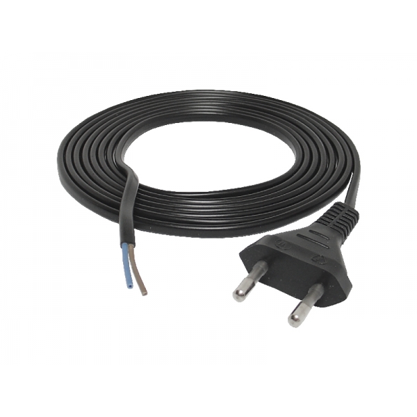 Síťový kabel, 1,5 m, bez koncovky, černý.