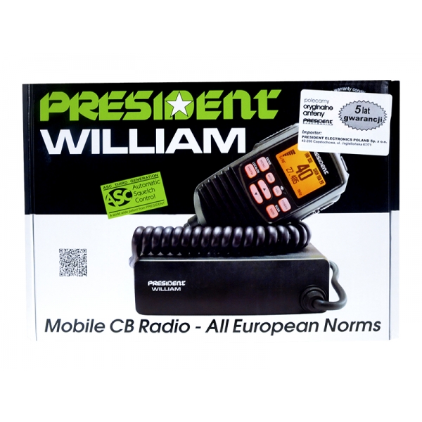 CB rádio PRESIDENT WILLIAM ASC AM/FM.