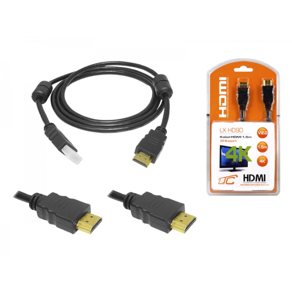 Kabel HDMI-HDMI v2.0, 1,5 m, 4K.