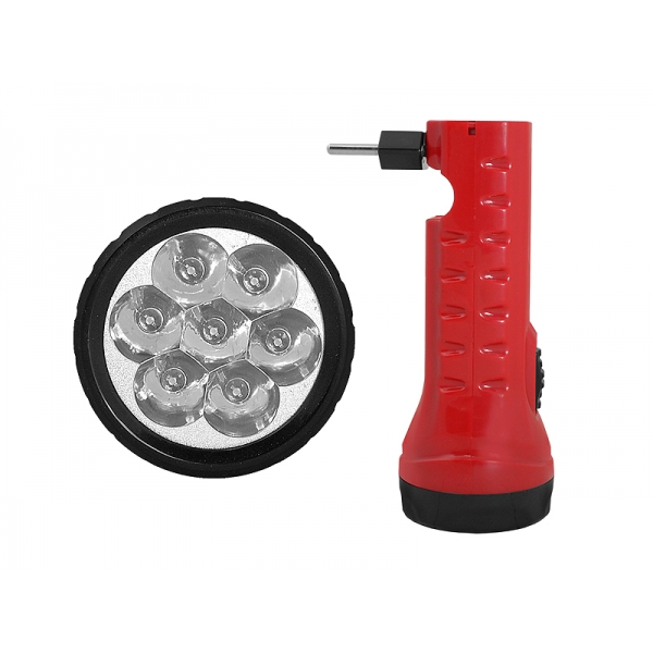 Ruční svítilna 7-LED + COB TS-1139 s dobíjecí baterií, červená.