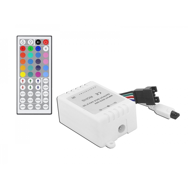 Ovladač pro LED pásky 44 tlačítek, černý, RGB (3 kanály), dvojitá PCB.