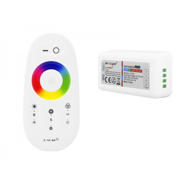 RGB Mi-Light ovladač PŘIJÍMAČ + DÁLKOVÉ OVLÁDÁNÍ 216W dotykový dálkový ovladač, 1zónový, rádiové ovládání, bezdrátová funkce