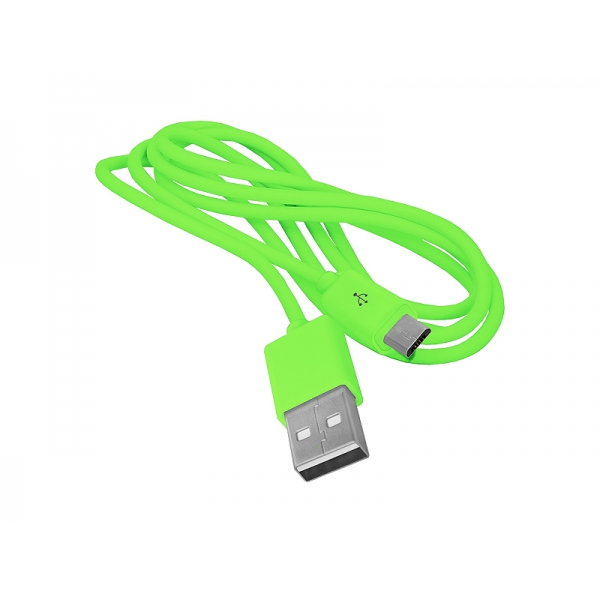 PS USB kabel - microUSB, 1m, zelený.