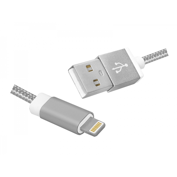 PS USB kabel -Iphone, 1m, stříbrný.
