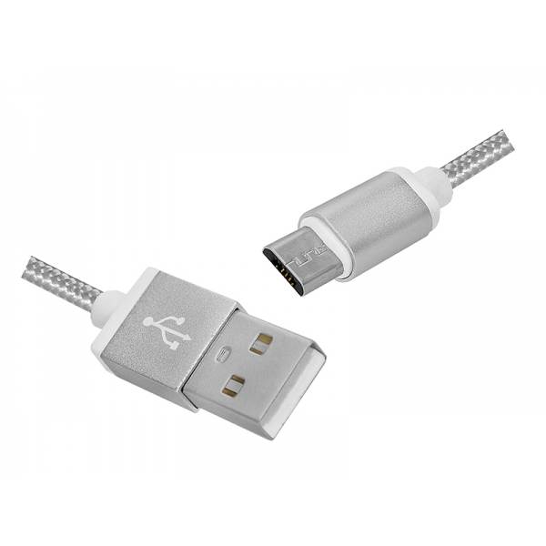 PS USB kabel -MicroUSB, 1m, stříbrný.