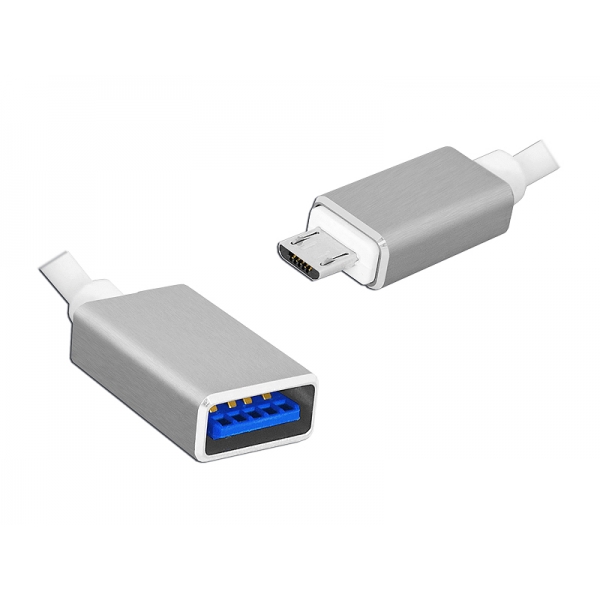 OTG kabel: MicroUSB zástrčka - USB zásuvka, 20cm.