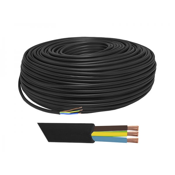 Kabel OMY 3x1,50 300 / 300V, kulatý, černý, 100m.