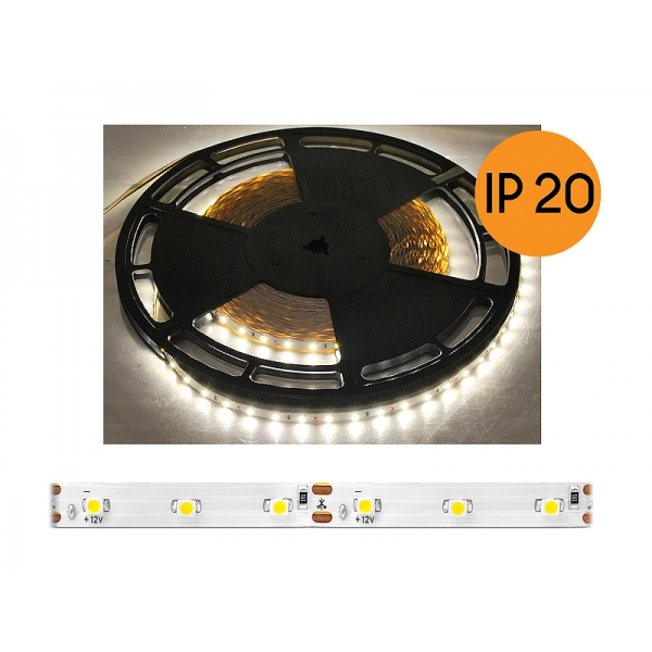 PS ECO LED lano IP20, přirozené bílé světlo, 60 diod / m, 25 m, bílý substrát, SMD2835.