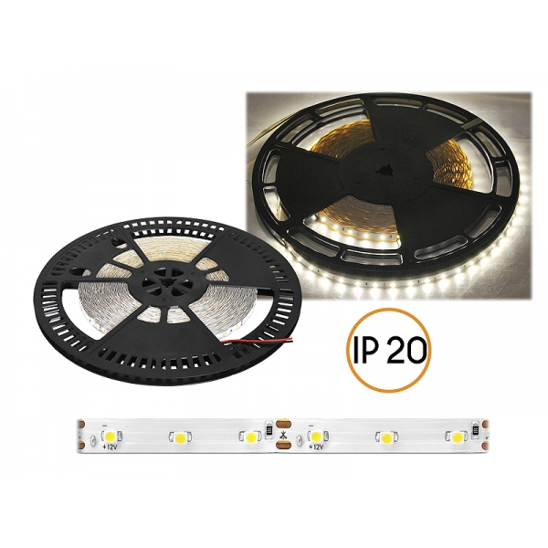 PS ECO LED lano IP20, přirozené bílé světlo, 60 diod / m, 25 m, bílý substrát, SMD2835.