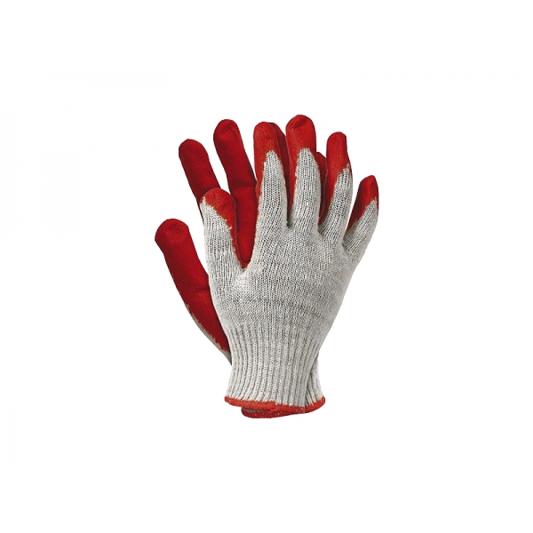 PS Ochranné rukavice potažené gumou, 100% bavlna, vampy (10 párů).