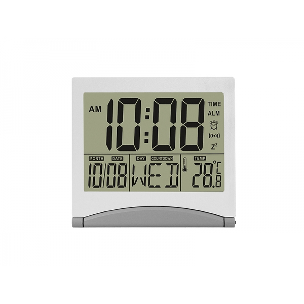 LTC, Digitální hodiny s integrovaným teploměrem, stříbrné.