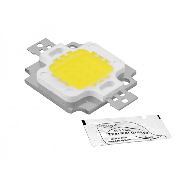 PS 10W COB LED, studené bílé světlo + stříbrná pasta.