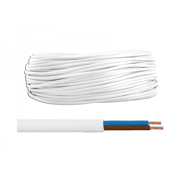 OMYp kabel 2x0,50 300 / 300V plochý bílý, 100m.