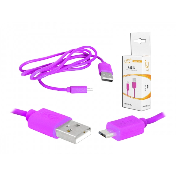 PS USB-micro USB kabel 1,5m, růžový, HQ.