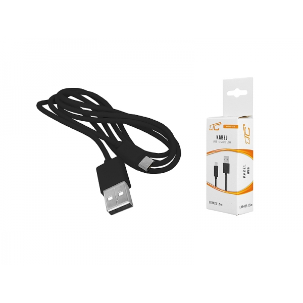 PS USB-micro USB kabel 1,5m, černý, HQ.