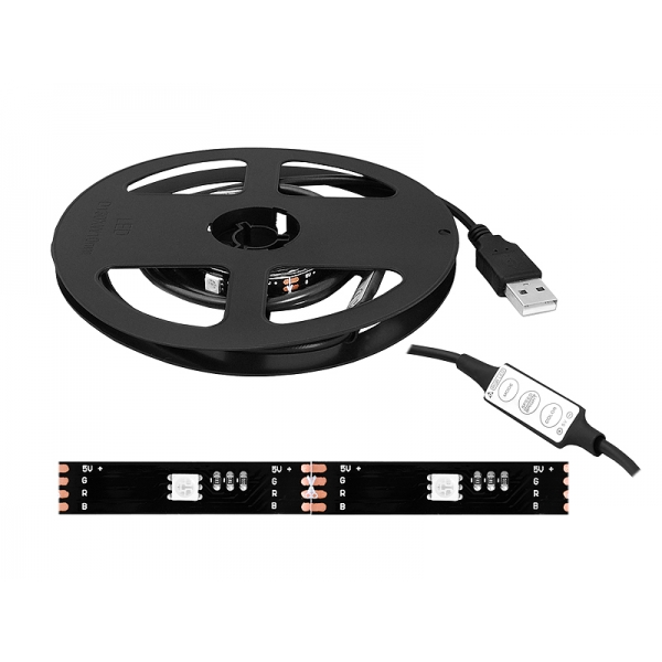 PS USB LED řetězec 5050 40 LED RGB + bílý Teplý černý substrát 10mmx200cm s MINI driverem wj