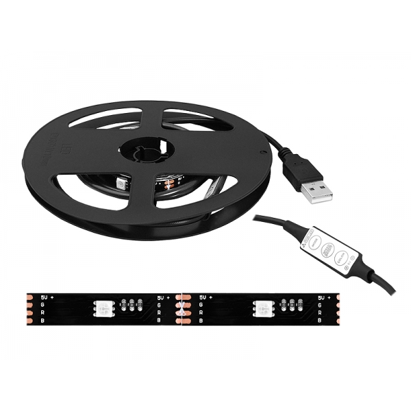 PS USB LED řetězec 5050 40 RGB LED černý substrát 10mmx20cm s MINI driverem.