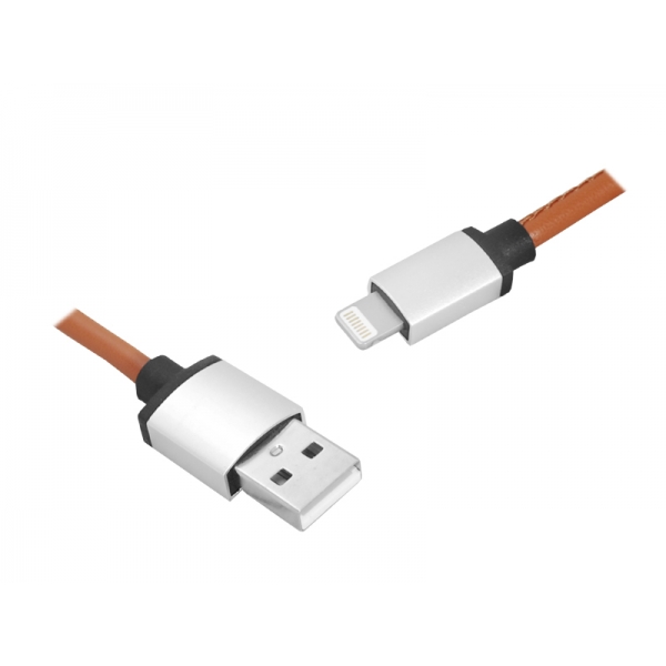 PS USB-iphone kabel, 1 m, hnědý, kůže.