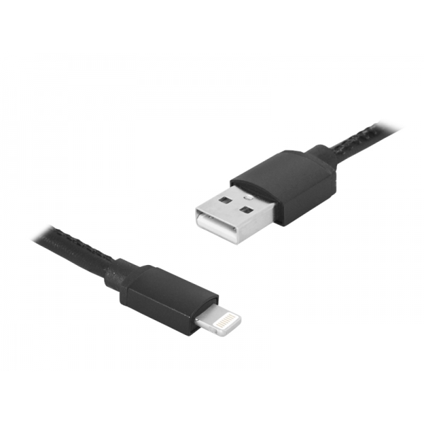 PS USB-iphone kabel, 1 m, černý, kůže.