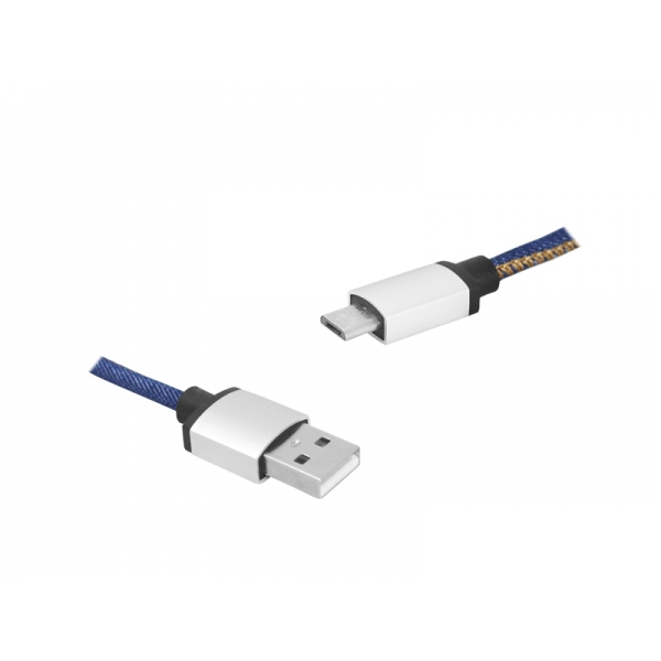 PS USB-microUSB kabel, 1m, džíny.