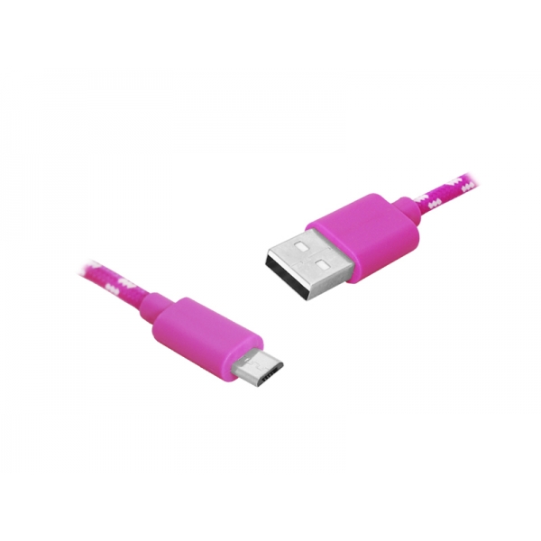 PS USB-microUSB kabel, 1m, růžový.