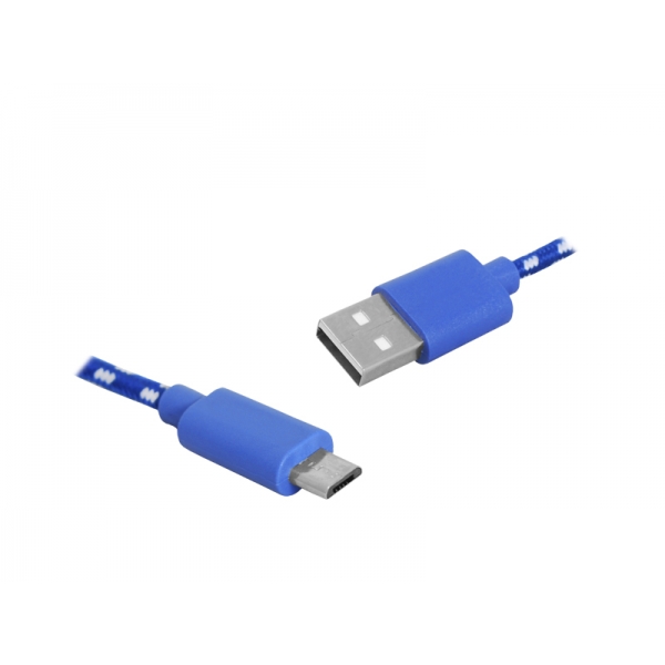 PS USB-microUSB kabel, 1m, modrý.