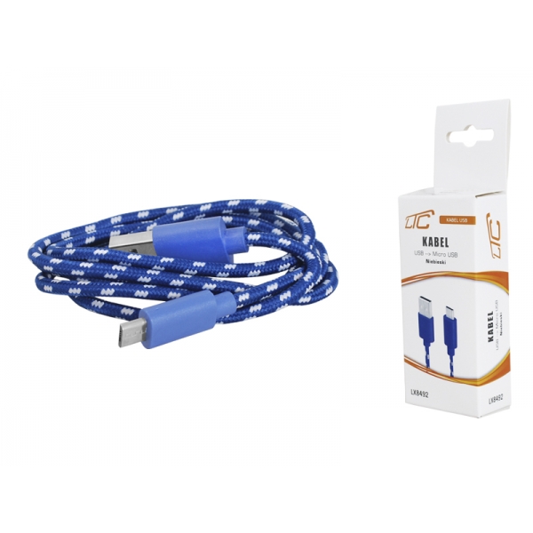 PS USB-microUSB kabel, 1m, modrý.