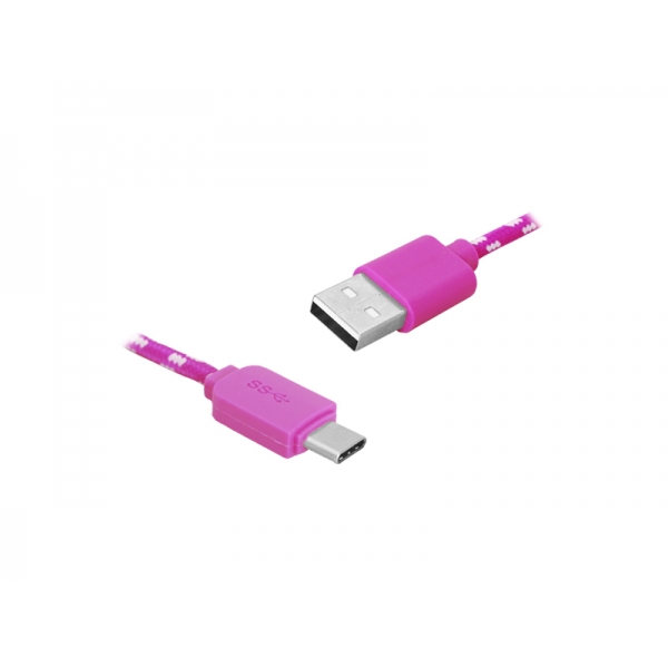 PS kabel USB-Type-C, 1 m, růžový.