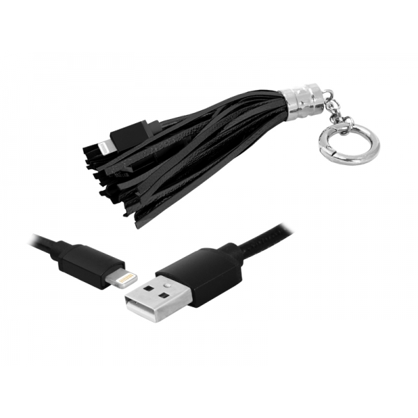 PS USB-iphone kabel, přívěsek, černý.