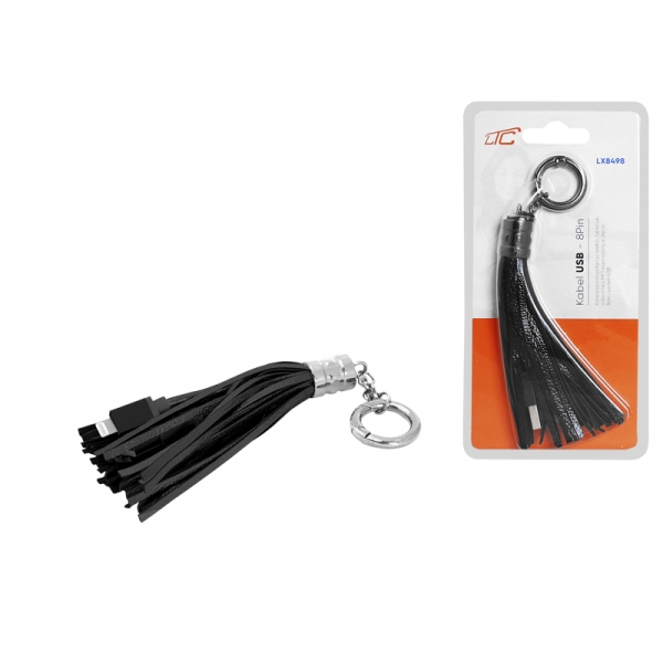 PS USB-iphone kabel, přívěsek, černý.